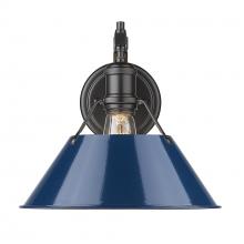  3306-1W BLK-NVY - Orwell BLK 1 Light Wall Sconce in Matte Black with Matte Navy shade